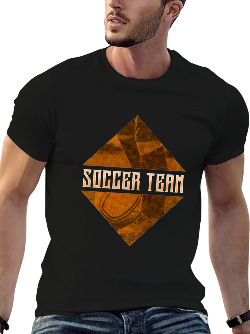 Soccer Team Graphic Tee - Black