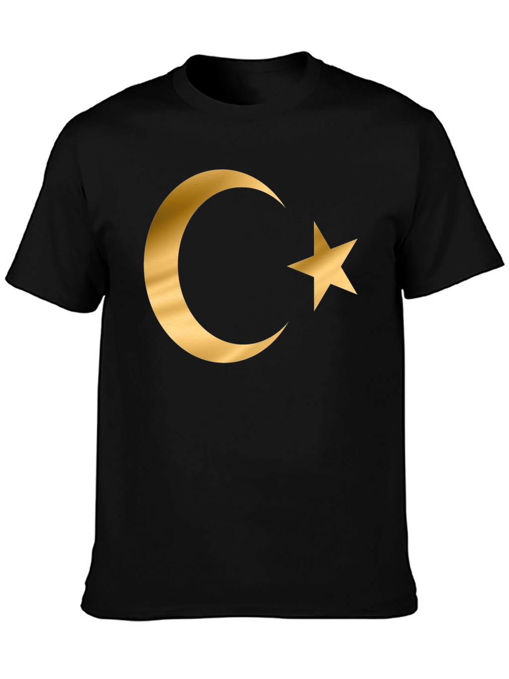 Crescent Moon Star Graphic T-Shirt - Gold Print Design