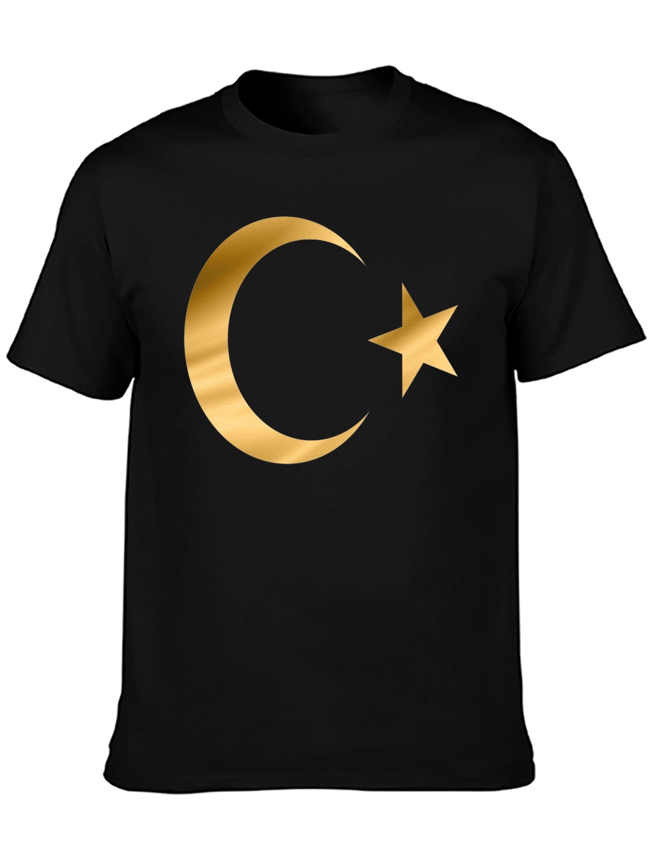 Crescent Moon Star Graphic T-Shirt - Gold Print Design