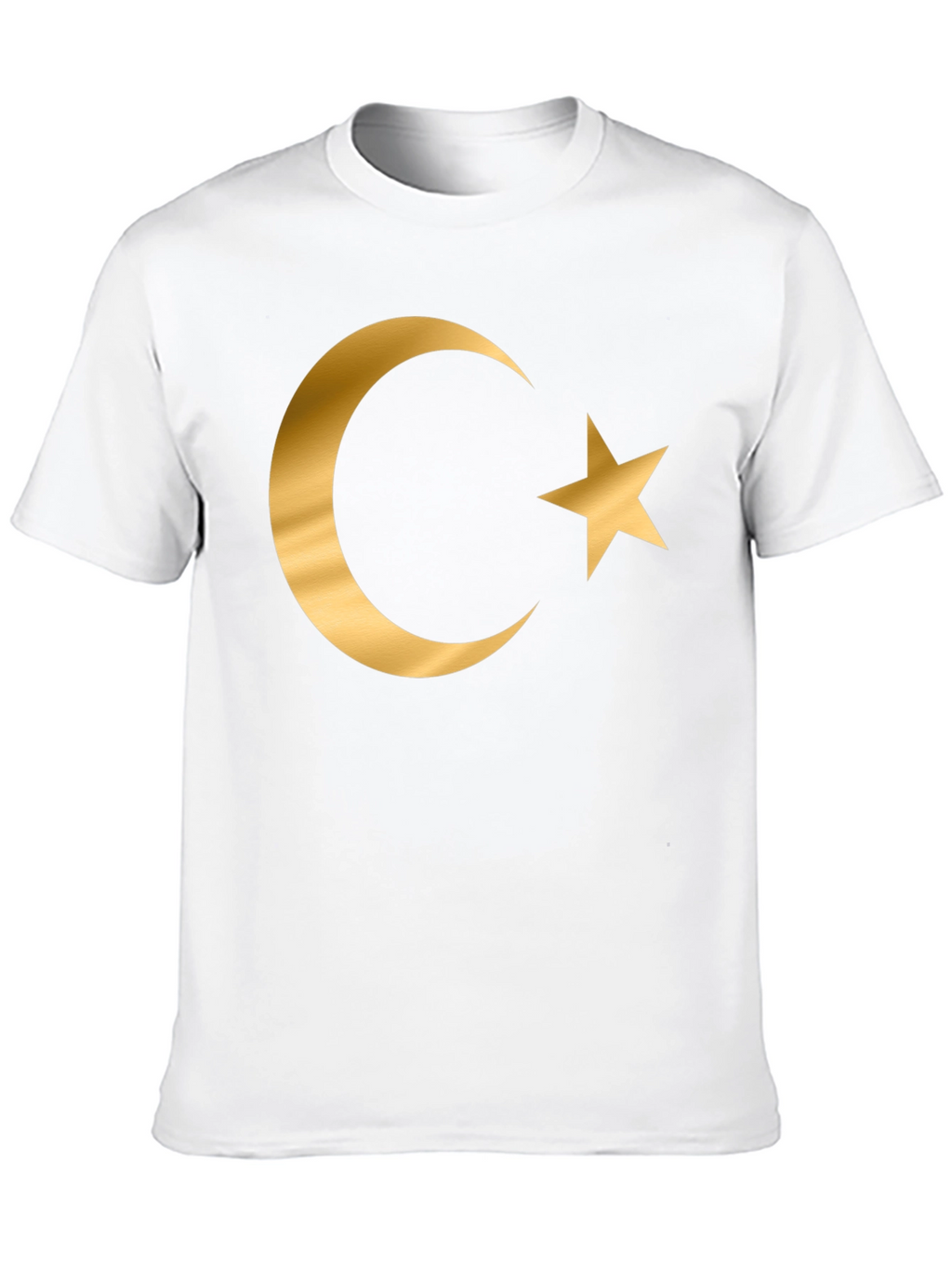 Crescent Moon Star Graphic T-Shirt - Gold Print Design