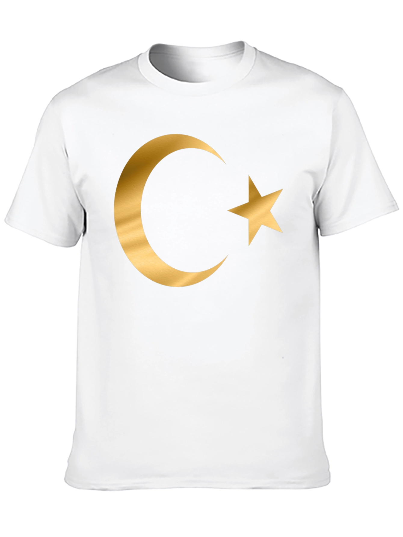 Crescent Moon Star Graphic T-Shirt - Gold Print Design