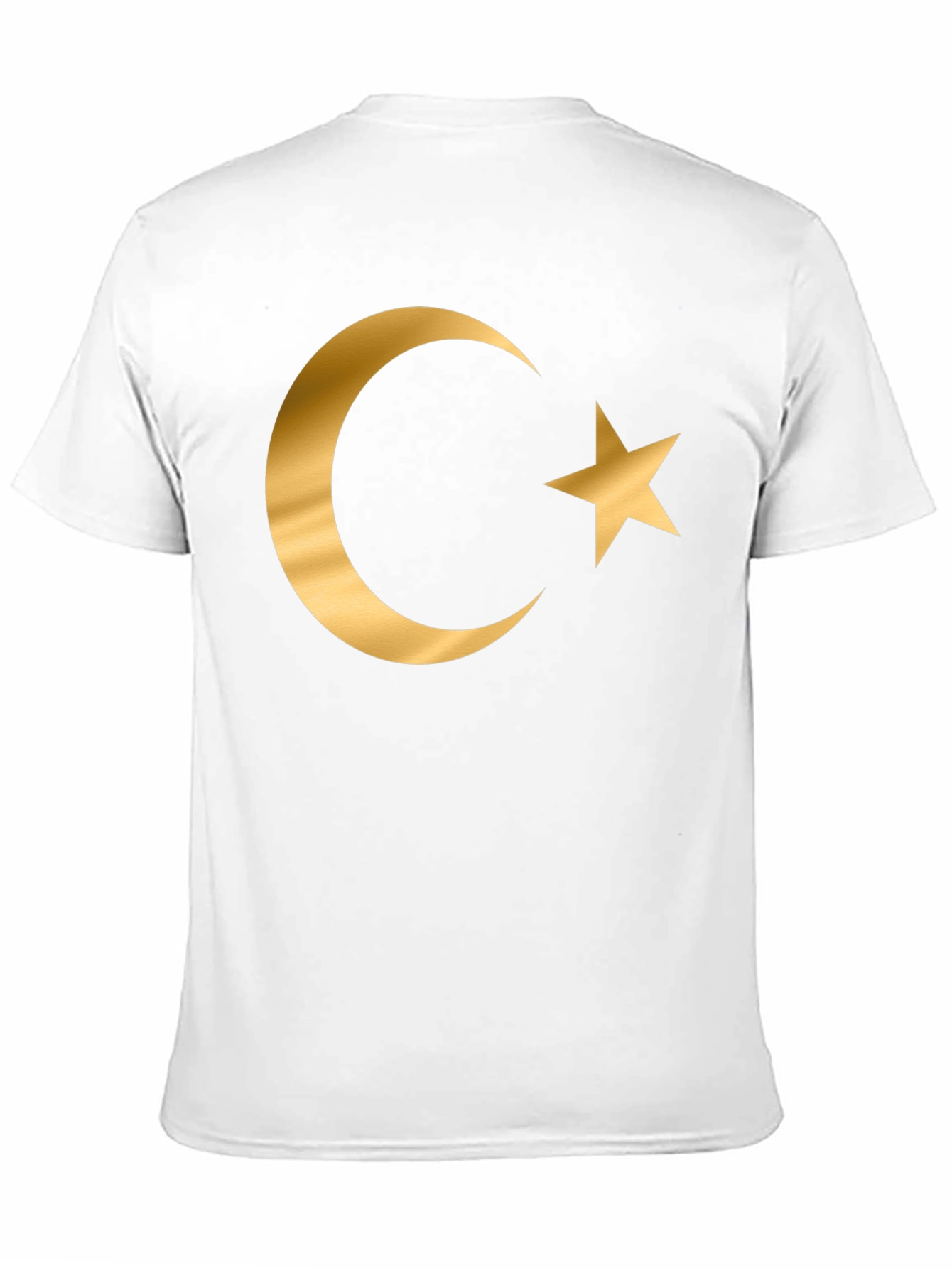Crescent Moon Star Graphic T-Shirt - Gold Print Design