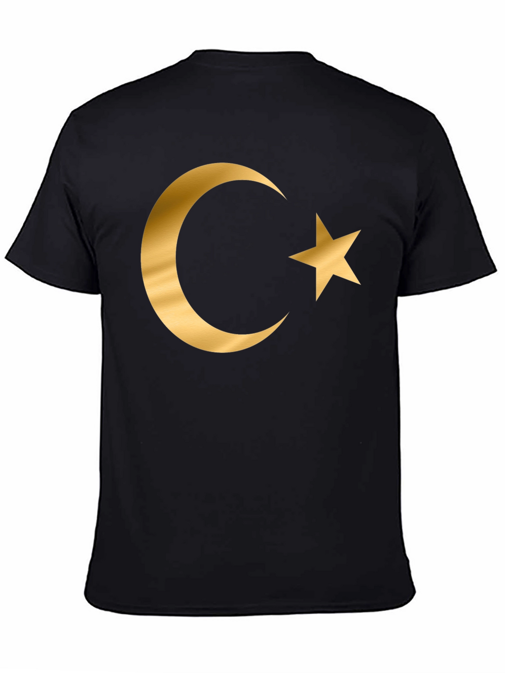 Crescent Moon Star Graphic T-Shirt - Gold Print Design