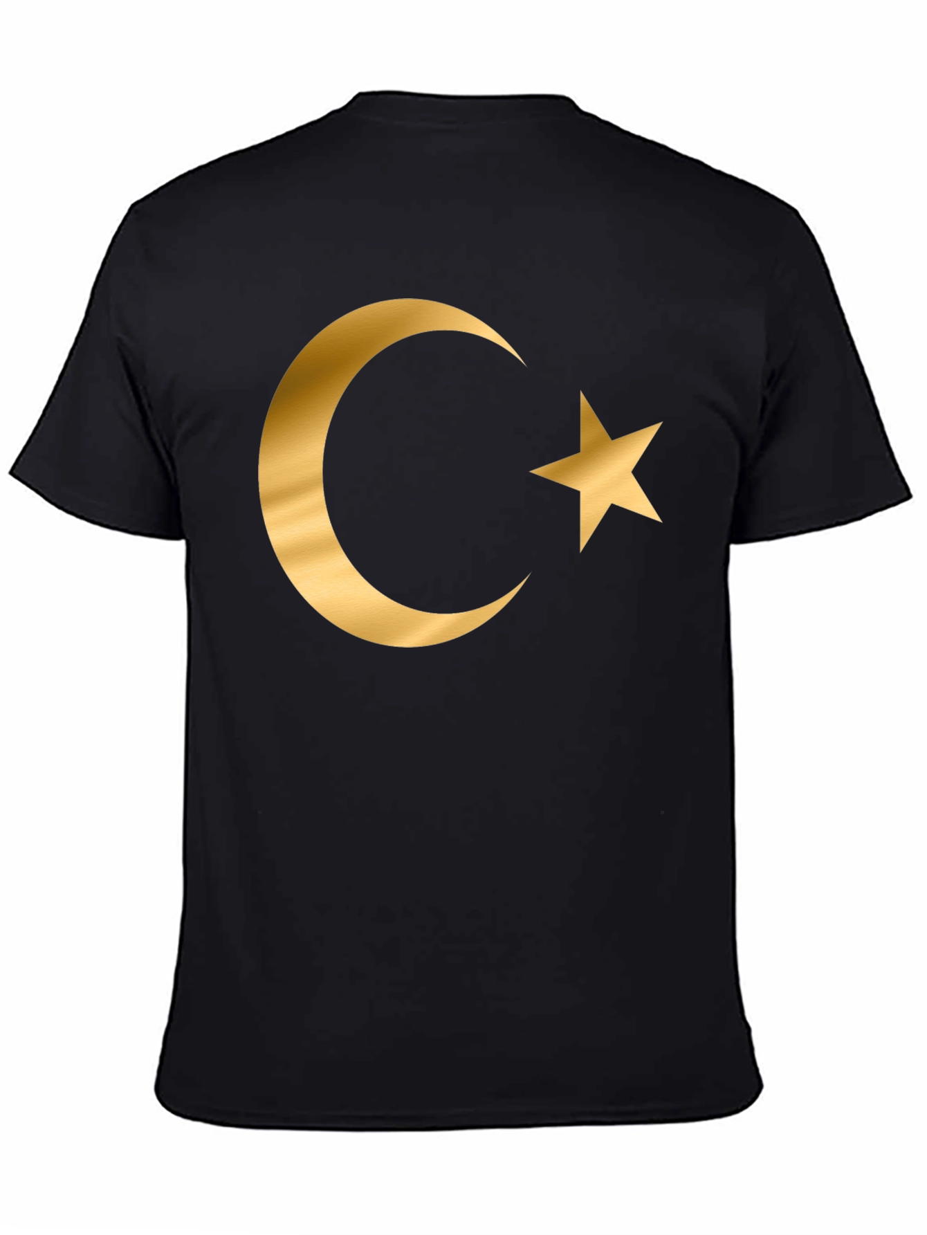 Crescent Moon Star Graphic T-Shirt - Gold Print Design