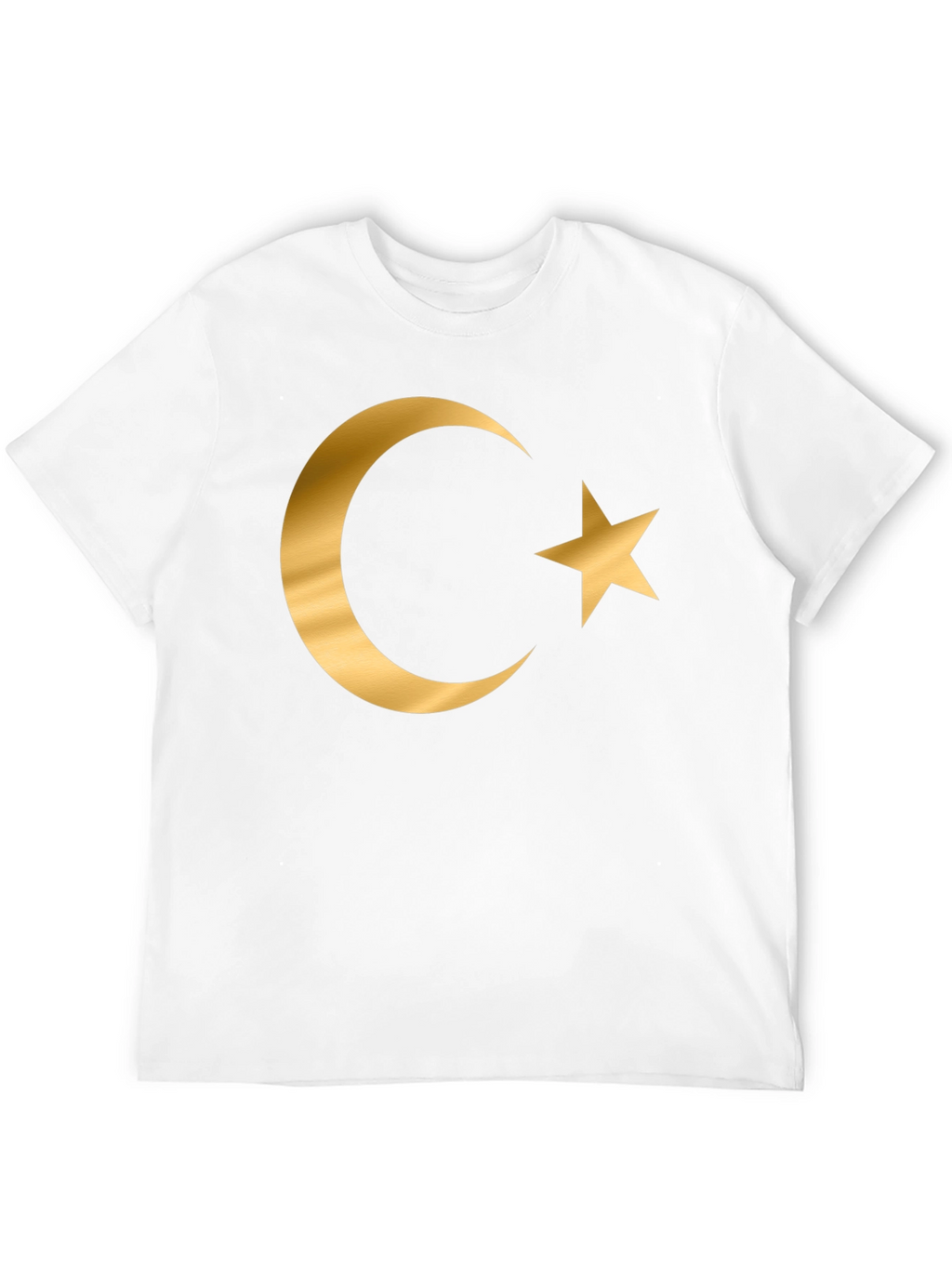 Crescent Moon Star Graphic T-Shirt - Gold Print Design