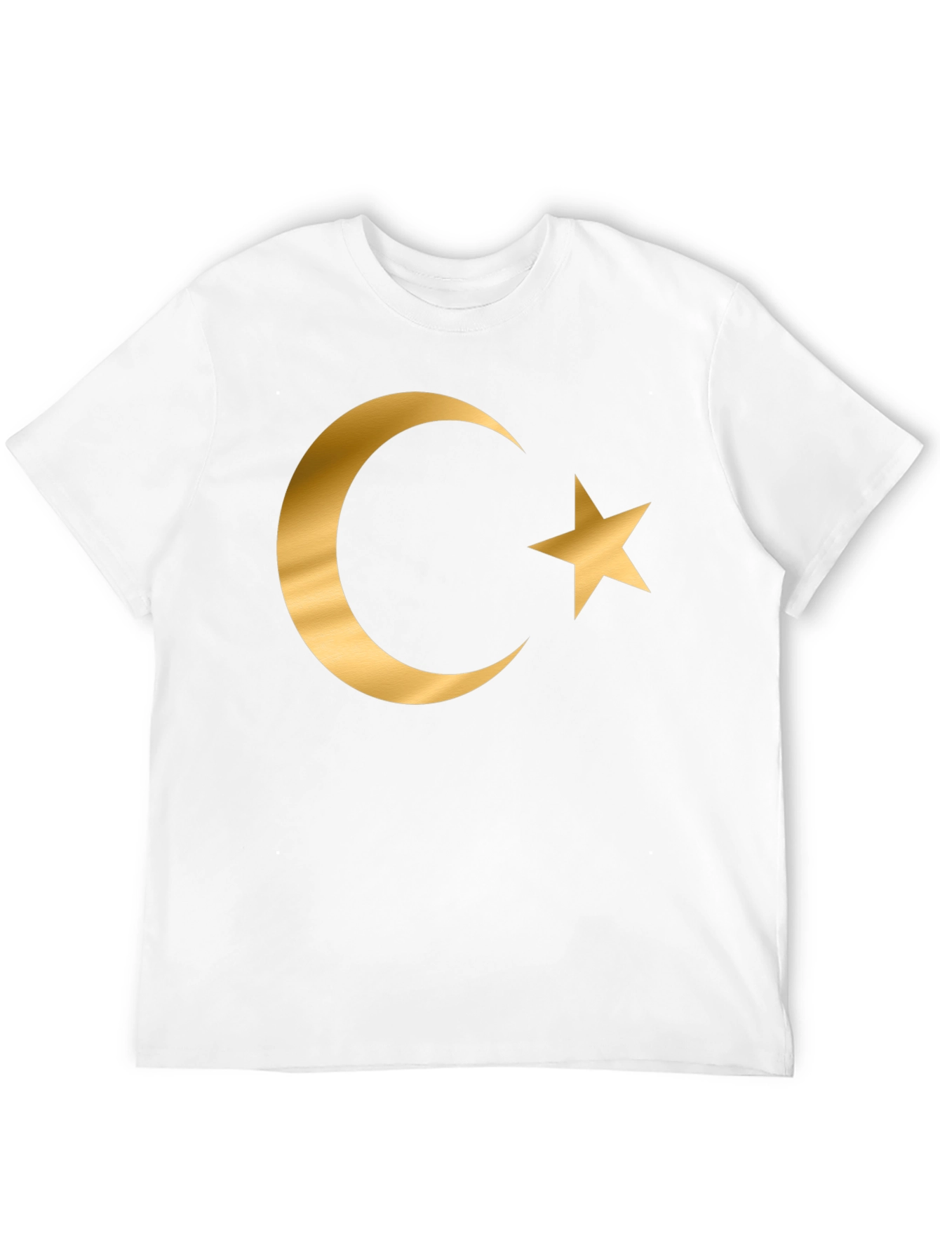 Crescent Moon Star Graphic T-Shirt - Gold Print Design