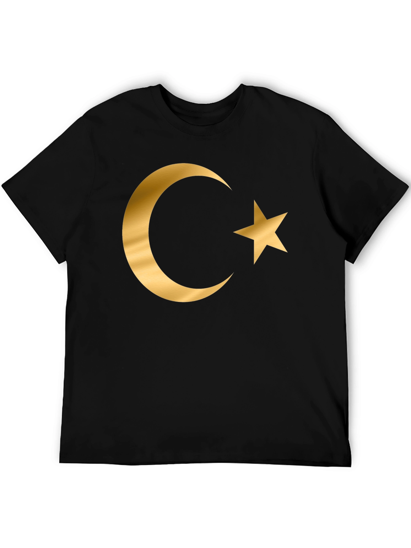 Crescent Moon Star Graphic T-Shirt - Gold Print Design