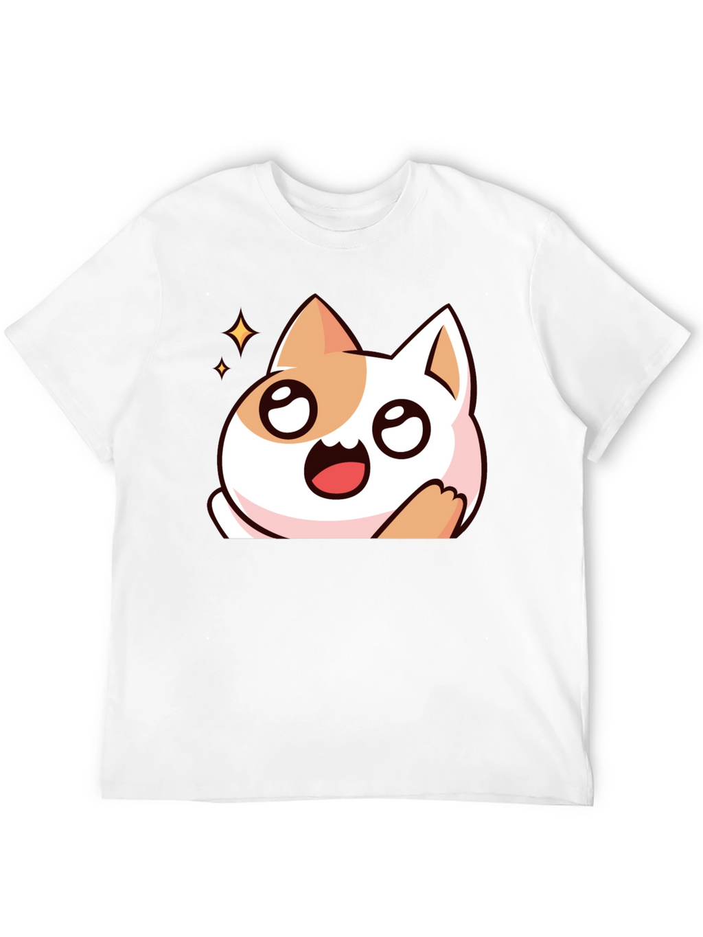 Cute Cartoon Cat Graphic Black T-Shirt