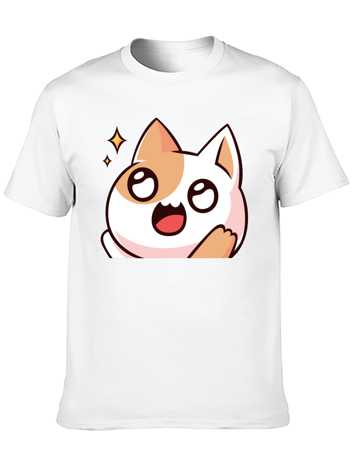Cute Cartoon Cat Graphic Black T-Shirt
