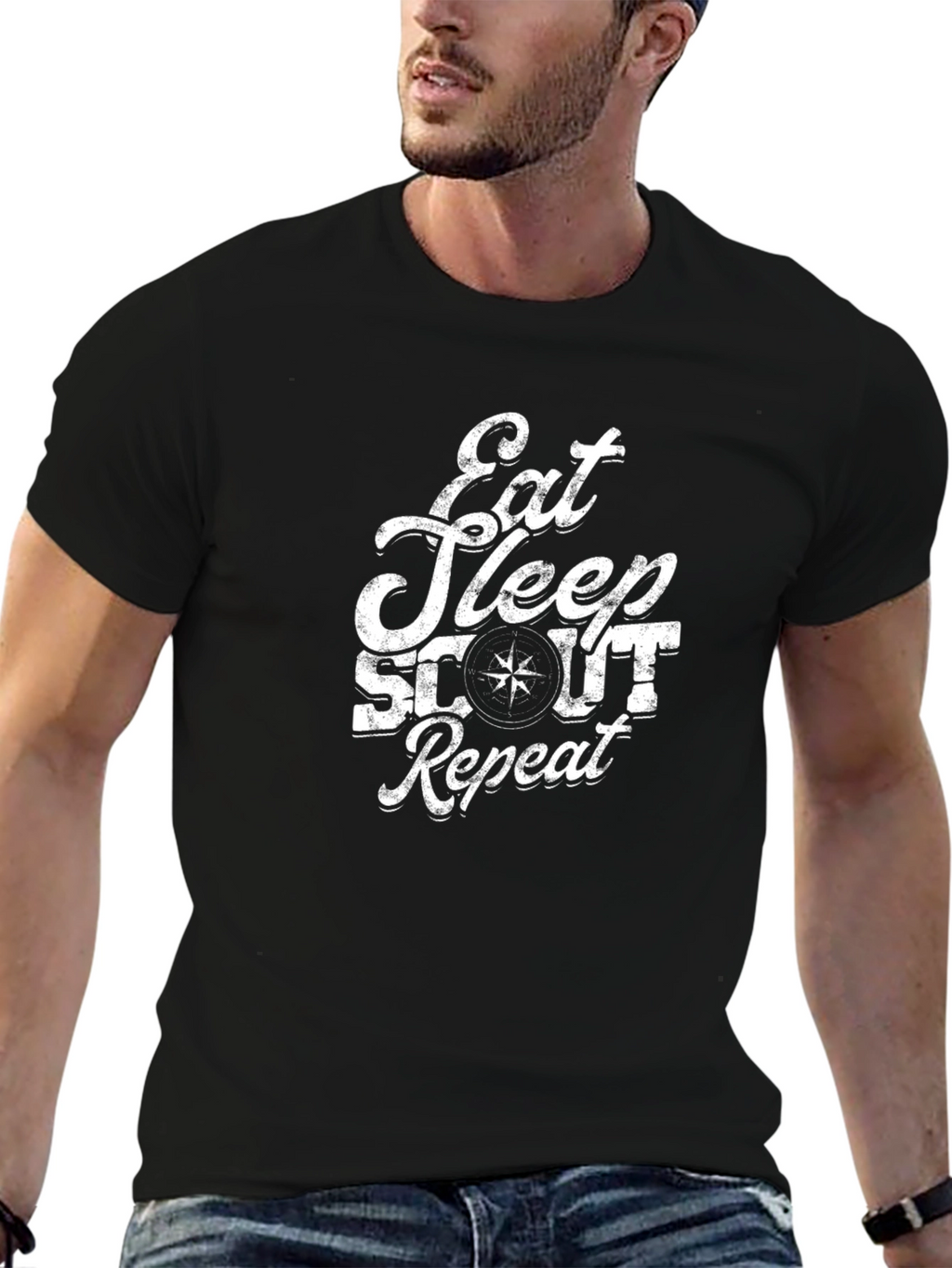 Eat Sleep Scout Repeat Black T-Shirt