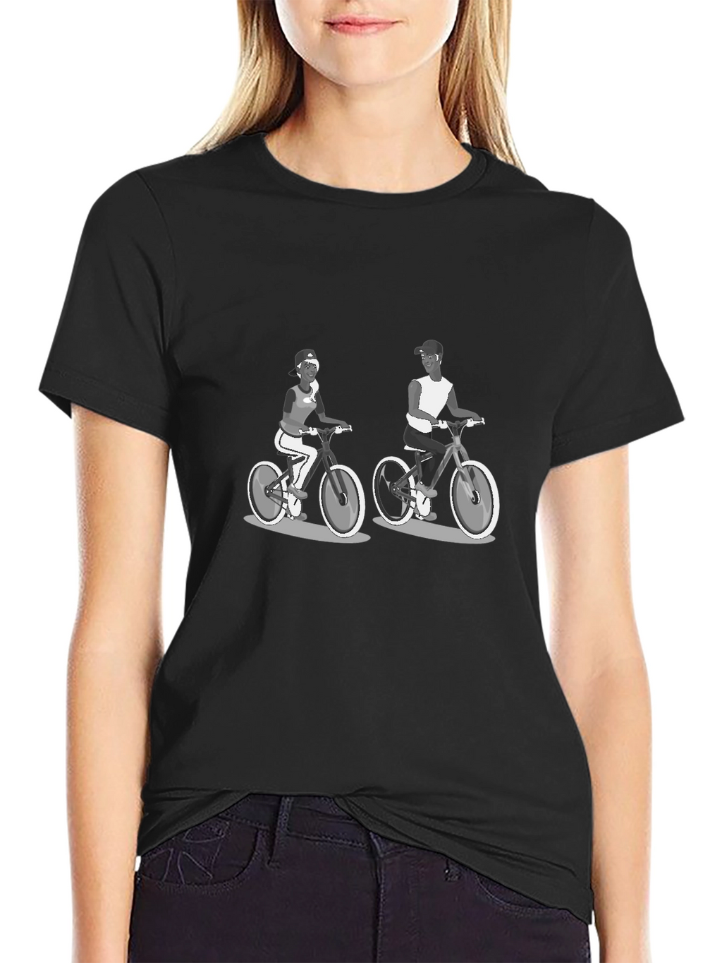 Cycling Couple Black T-Shirt