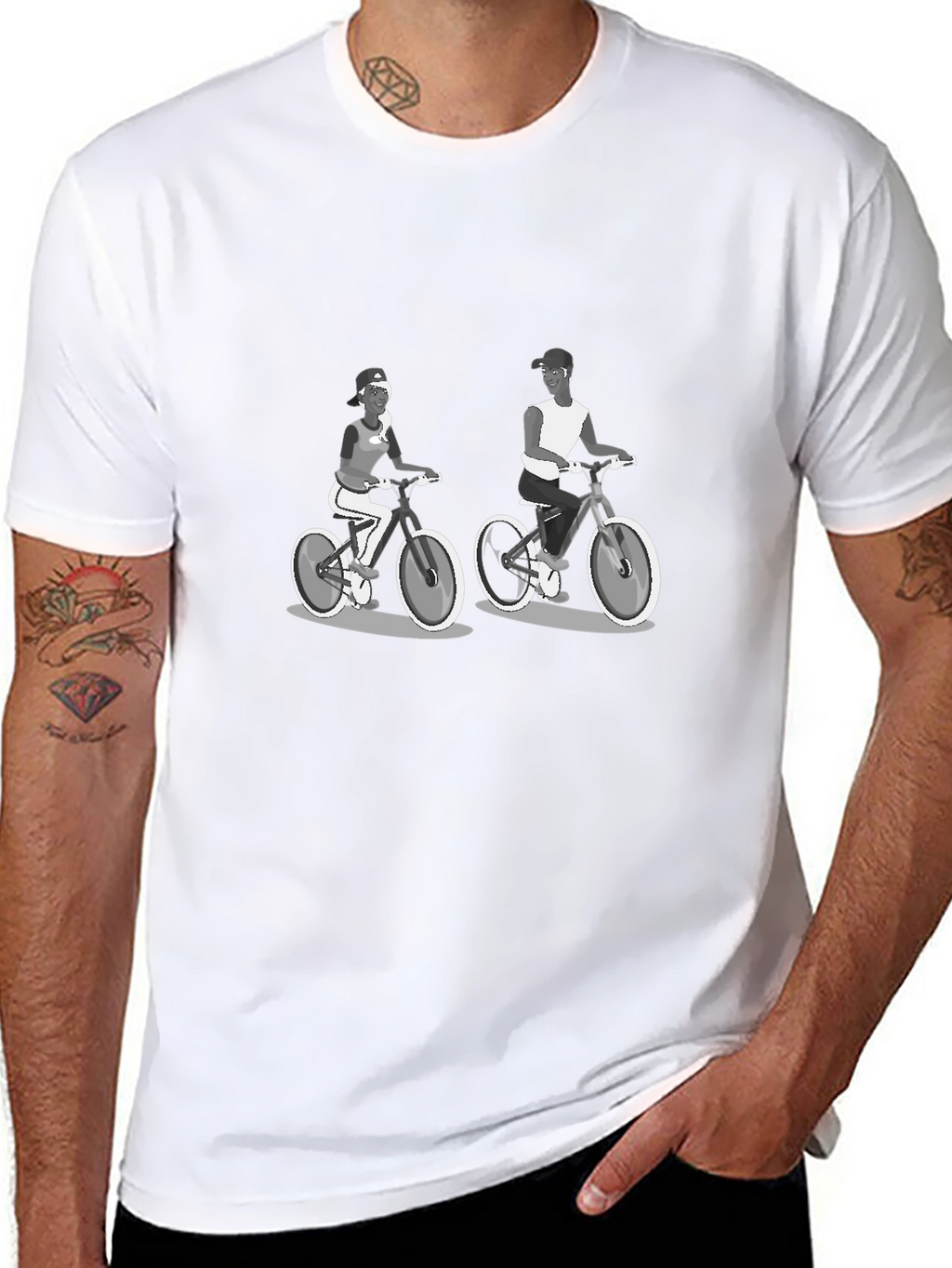 Cycling Couple Black T-Shirt