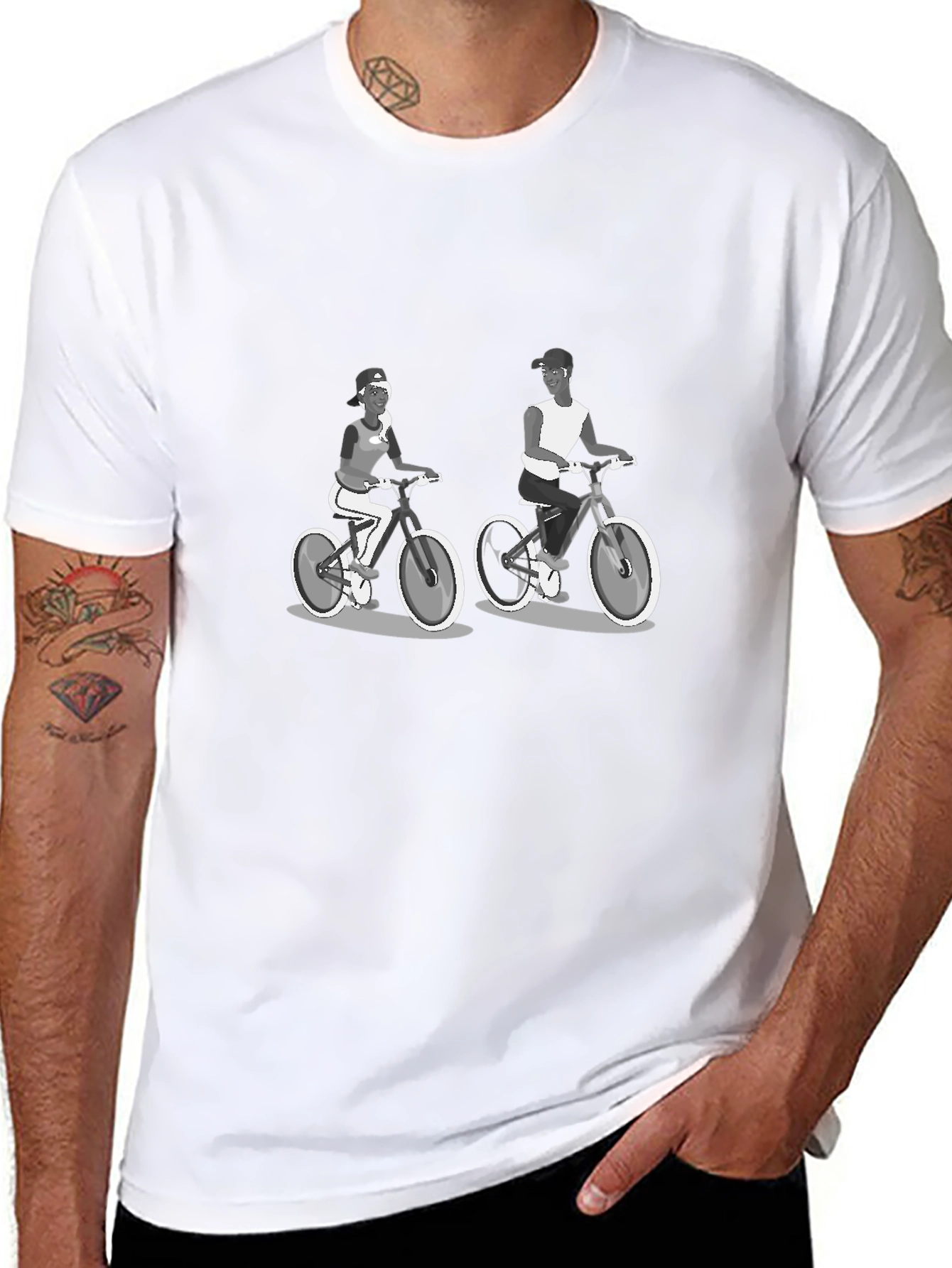 Cycling Couple Black T-Shirt