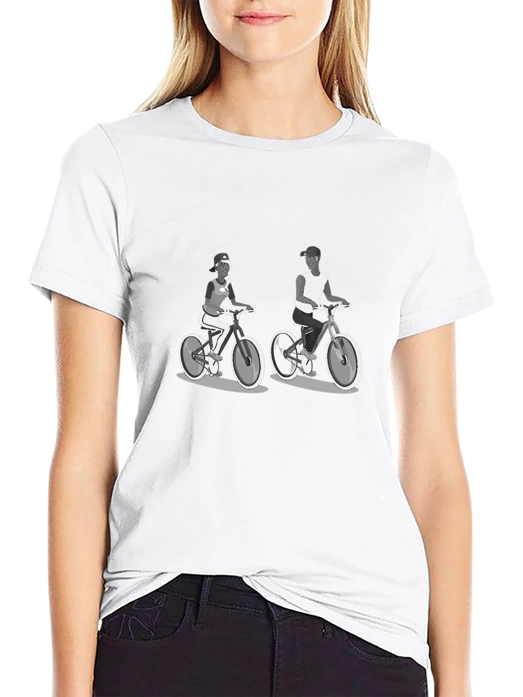 Cycling Couple Black T-Shirt