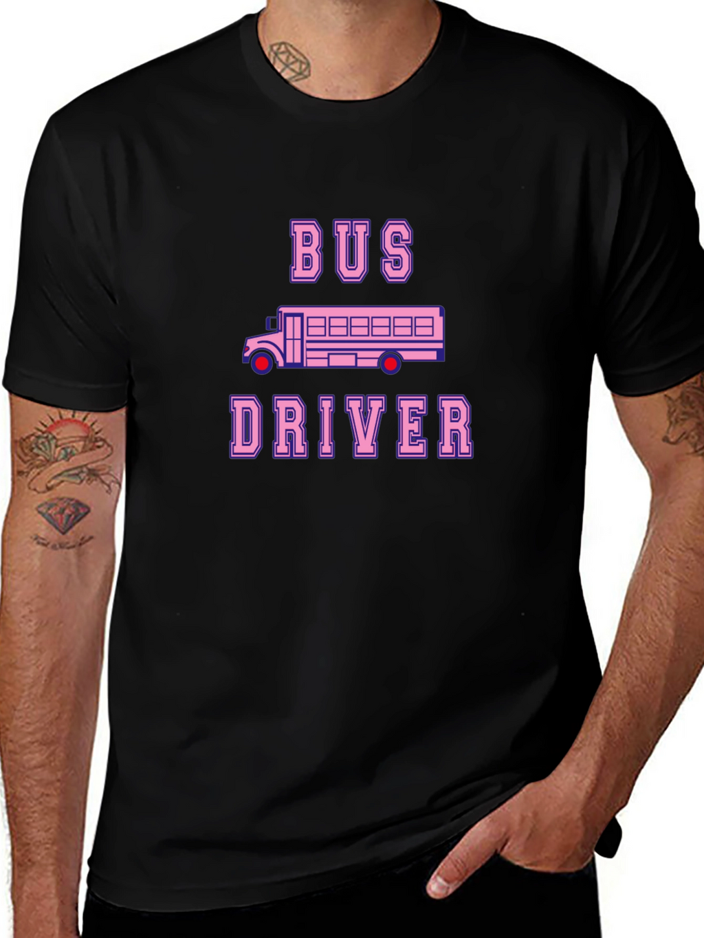 Bus Driver T-Shirt - Pink School Bus Design