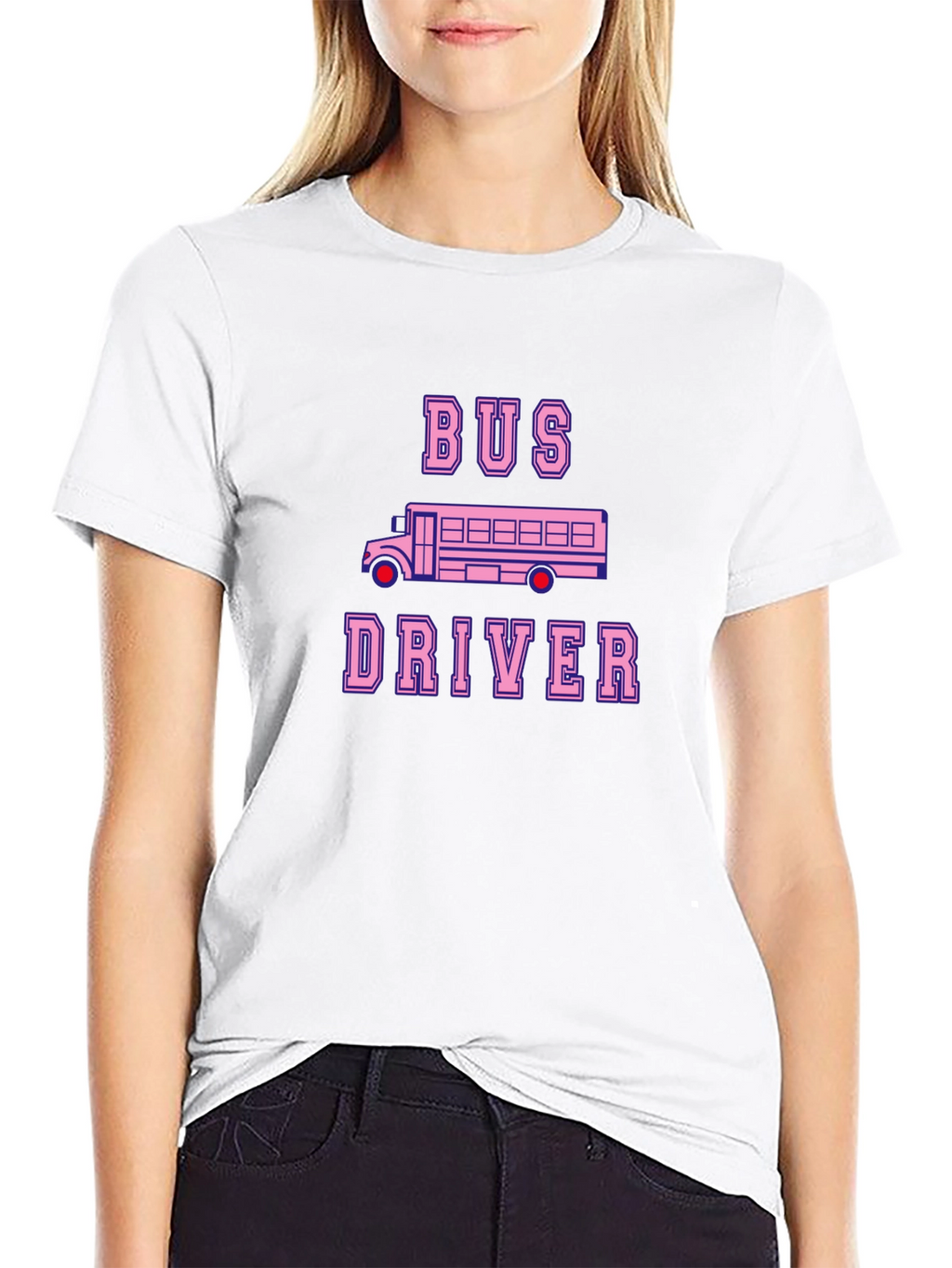 Bus Driver T-Shirt - Pink School Bus Design