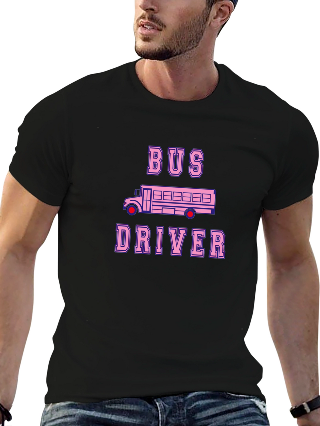 Bus Driver T-Shirt - Pink School Bus Design