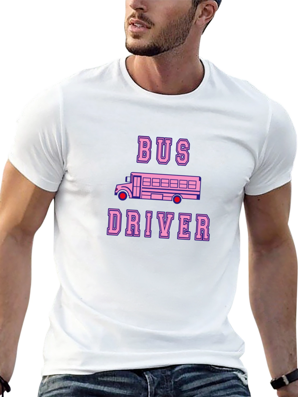 Bus Driver T-Shirt - Pink School Bus Design