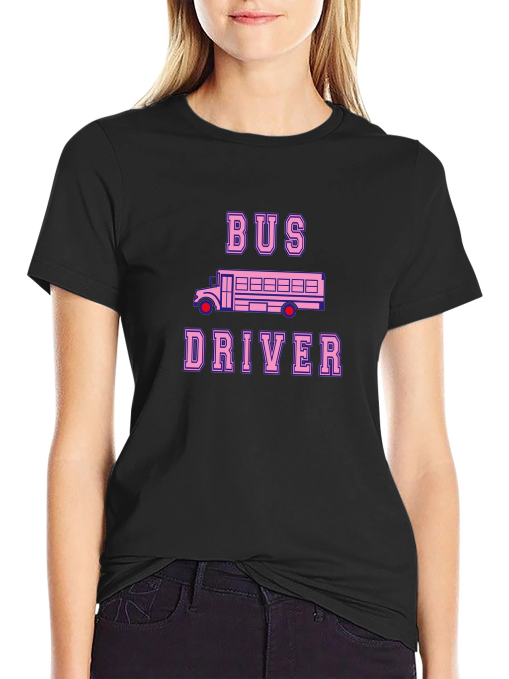 Bus Driver T-Shirt - Pink School Bus Design