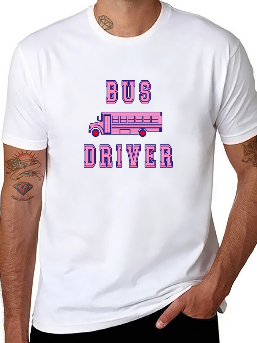Bus Driver T-Shirt - Pink School Bus Design