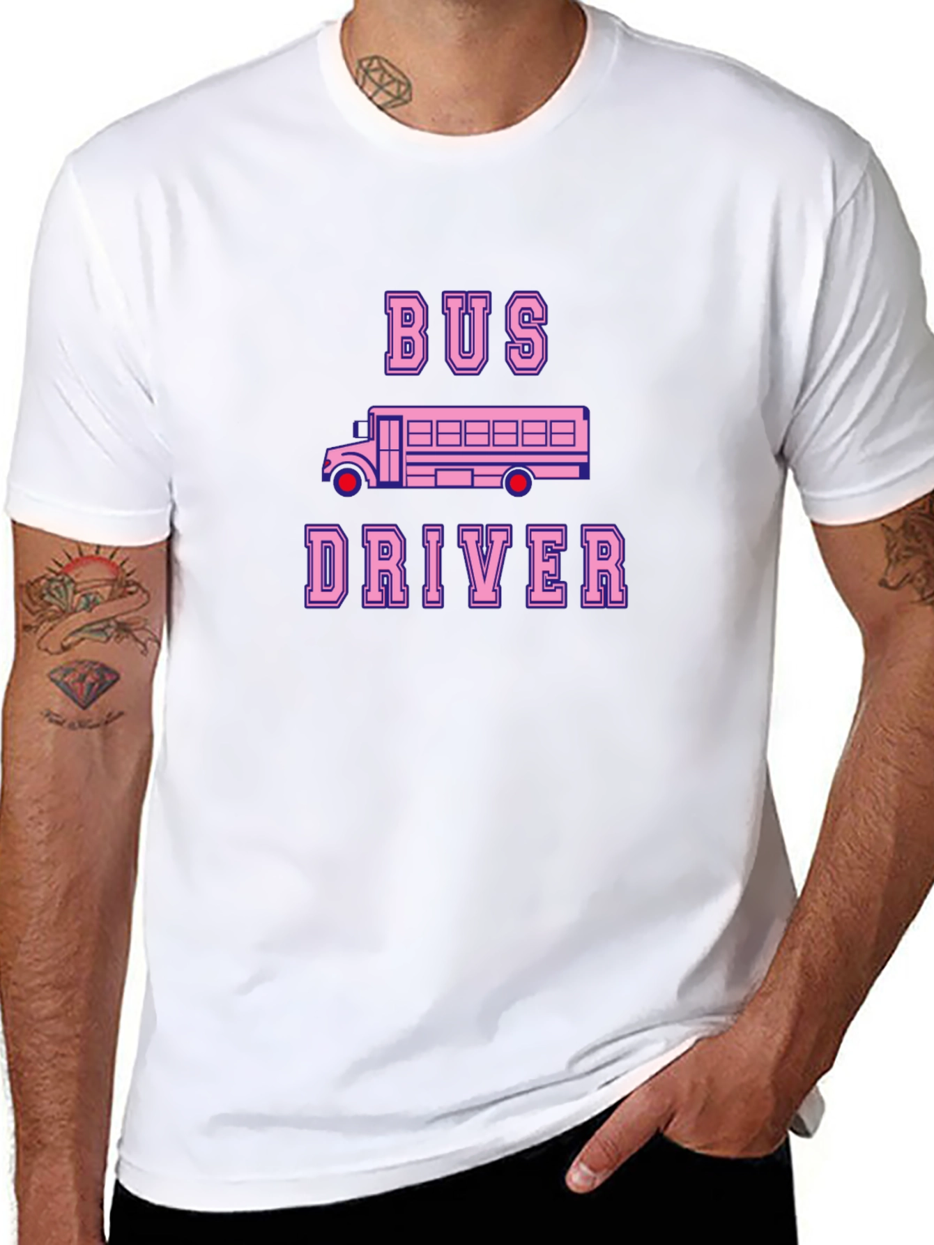 Bus Driver T-Shirt - Pink School Bus Design