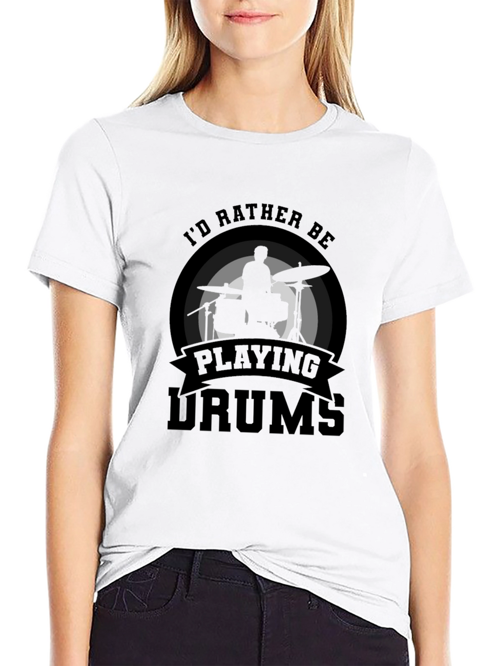 Id Rather Be Playing Drums T-Shirt Black
