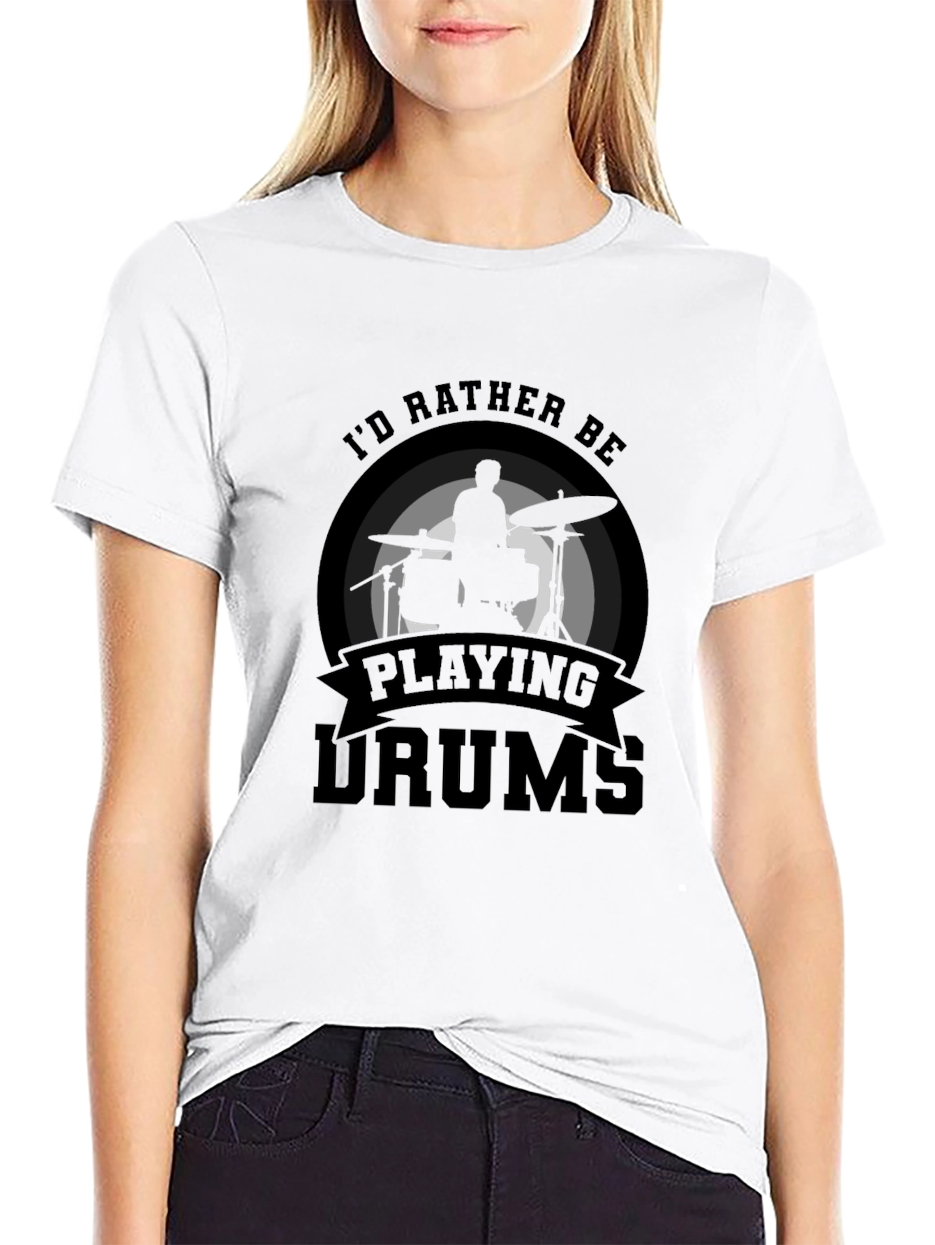 Id Rather Be Playing Drums T-Shirt Black