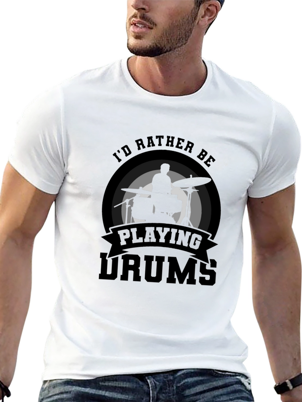 Id Rather Be Playing Drums T-Shirt Black