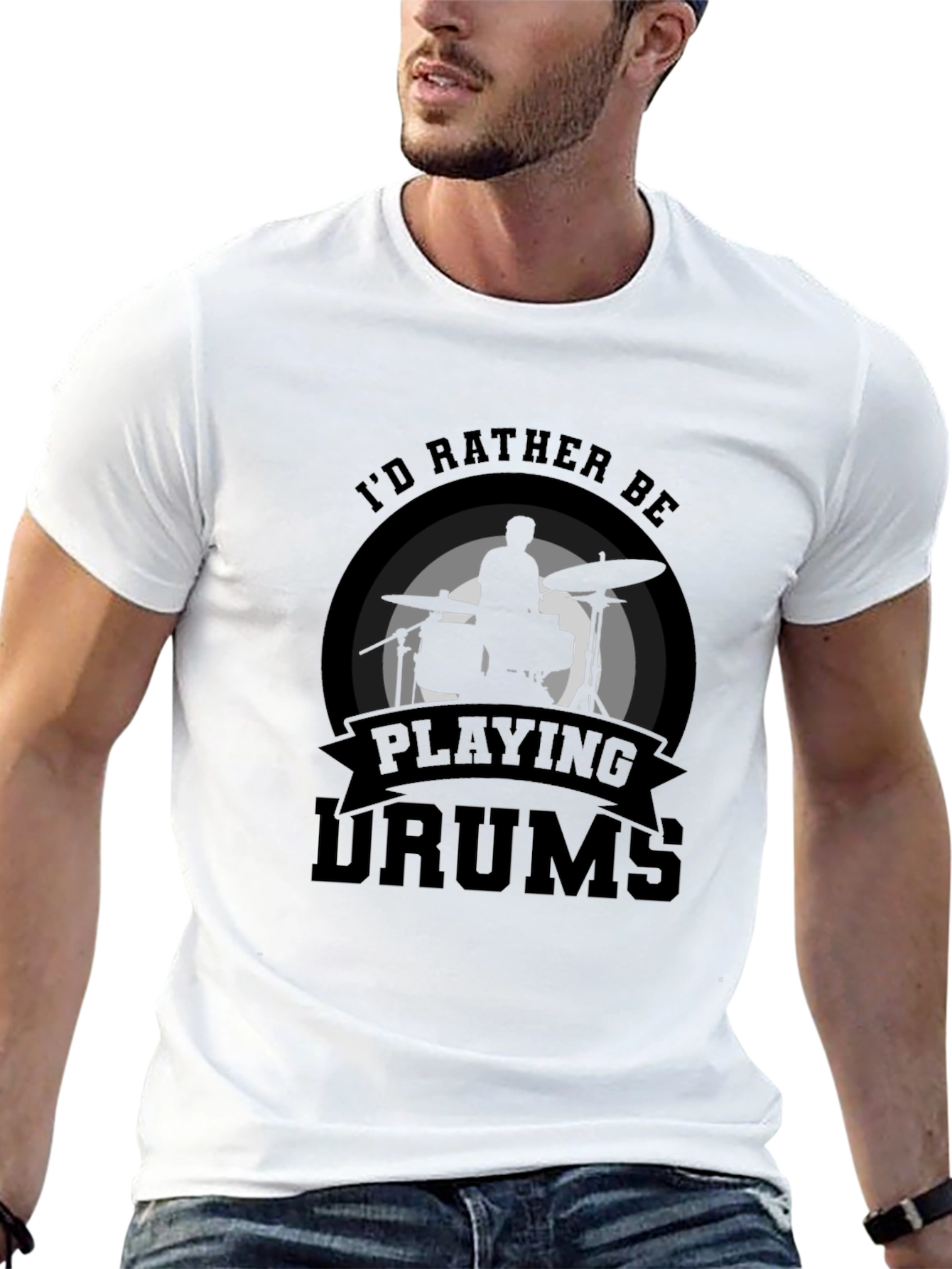 Id Rather Be Playing Drums T-Shirt Black