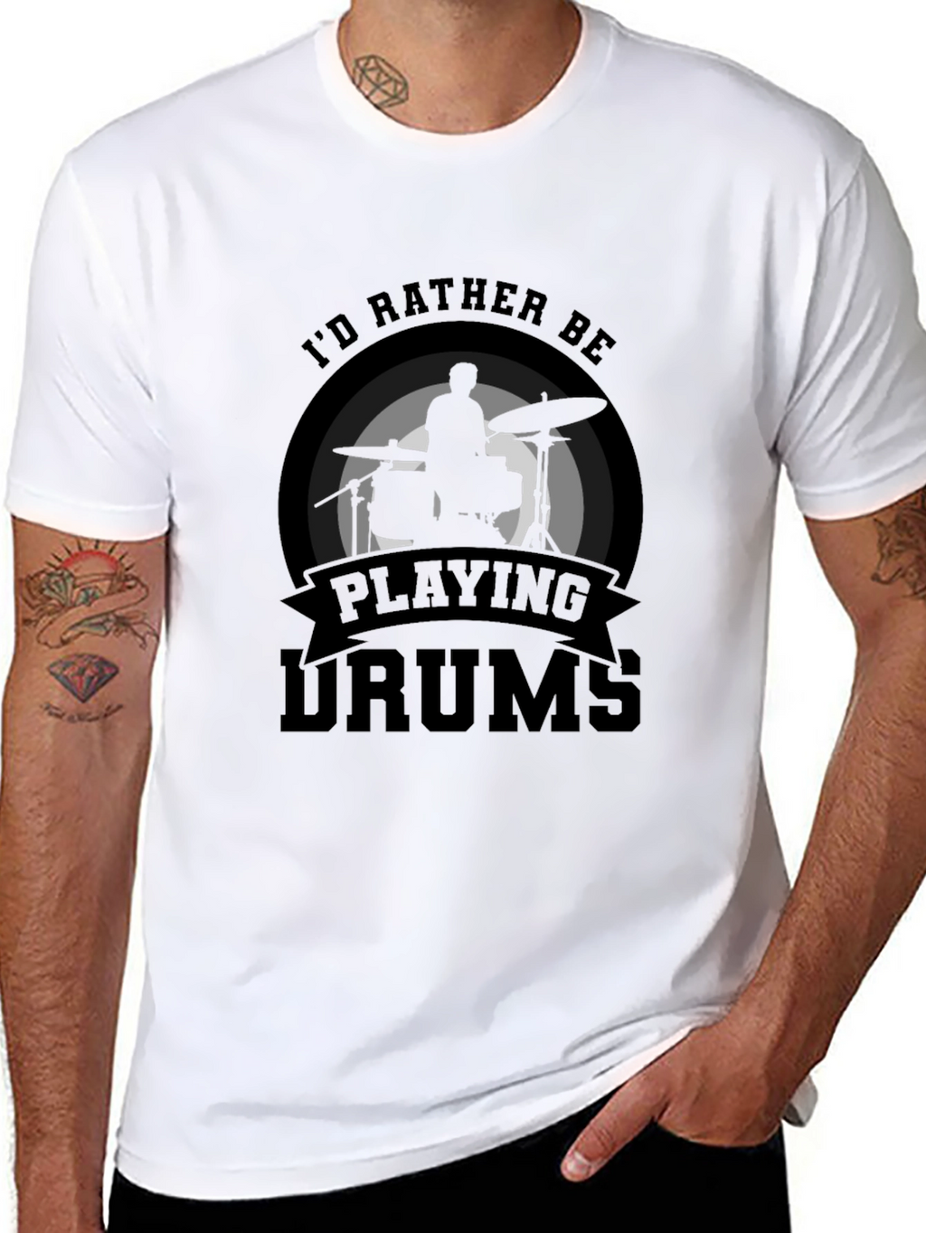 Id Rather Be Playing Drums T-Shirt Black