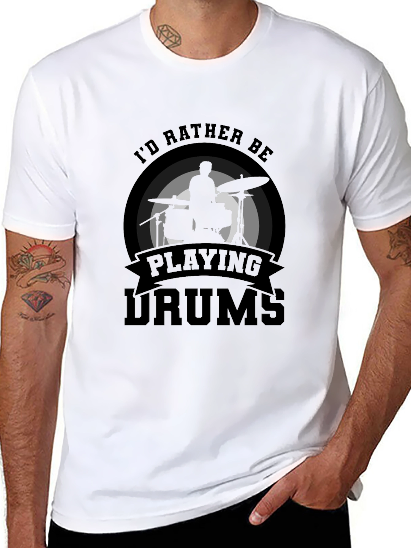 Id Rather Be Playing Drums T-Shirt Black