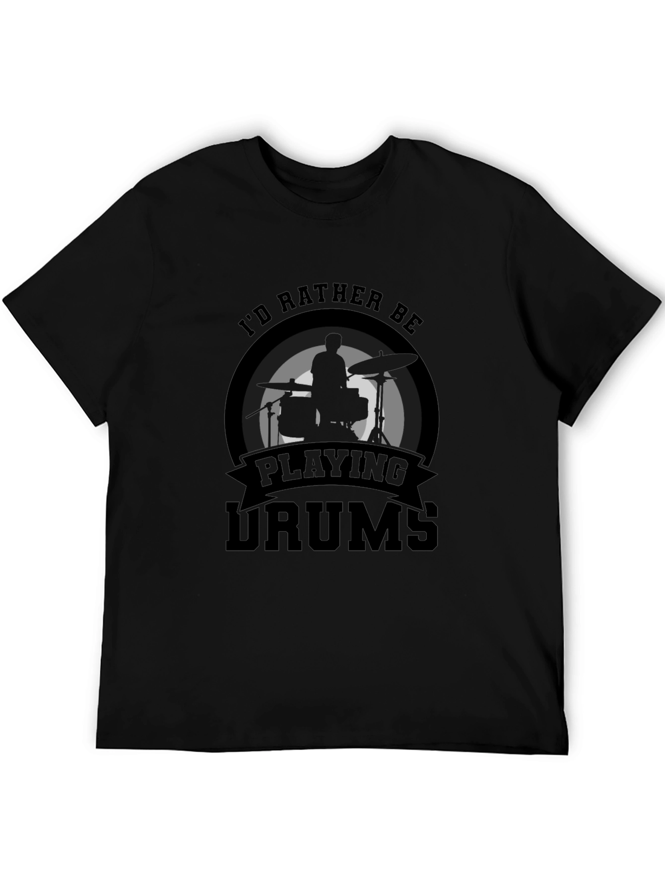 Id Rather Be Playing Drums T-Shirt Black