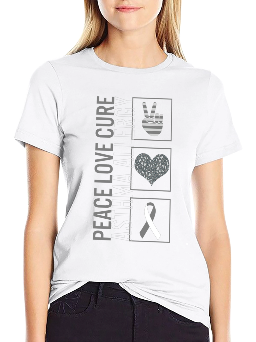 Peace Love Cure Asthma Allergy Awareness T-Shirt
