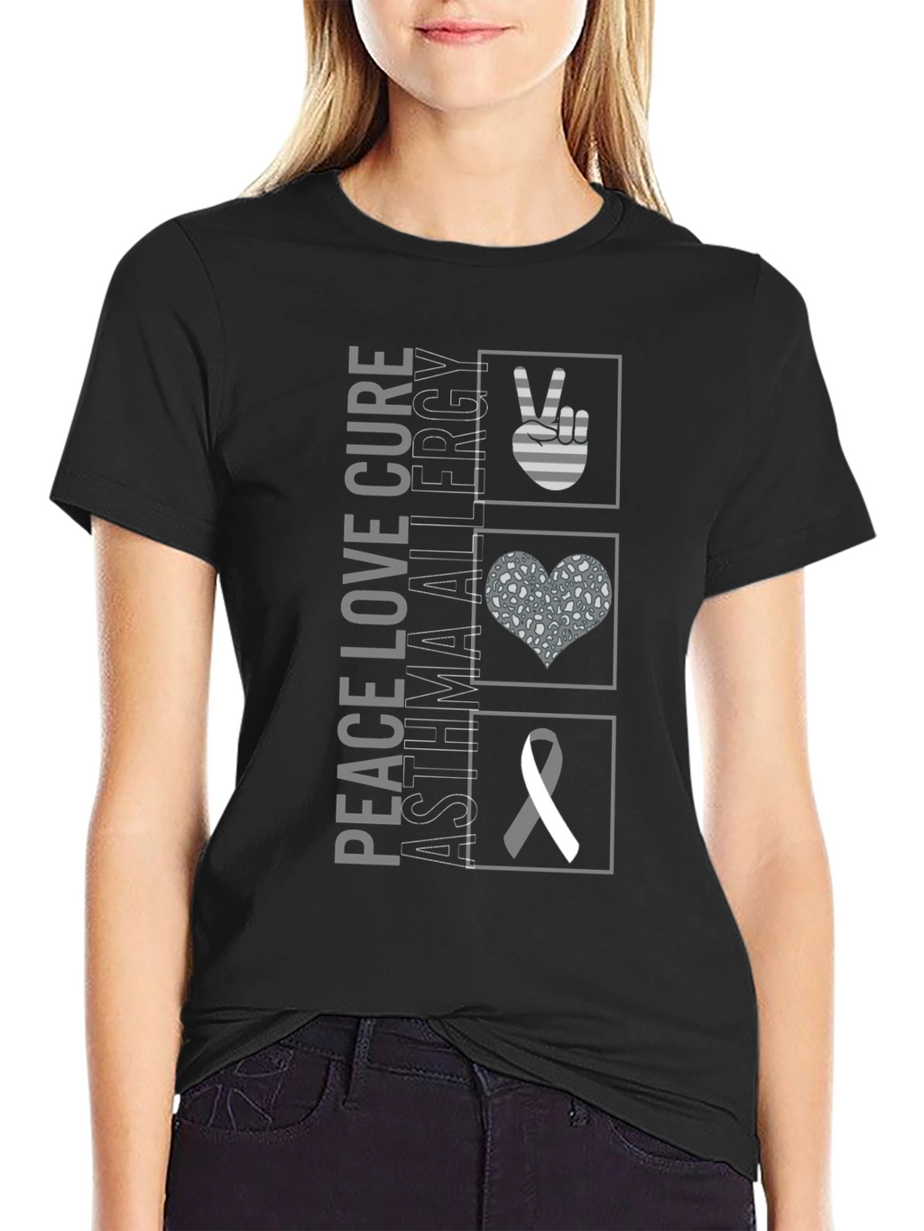Peace Love Cure Asthma Allergy Awareness T-Shirt