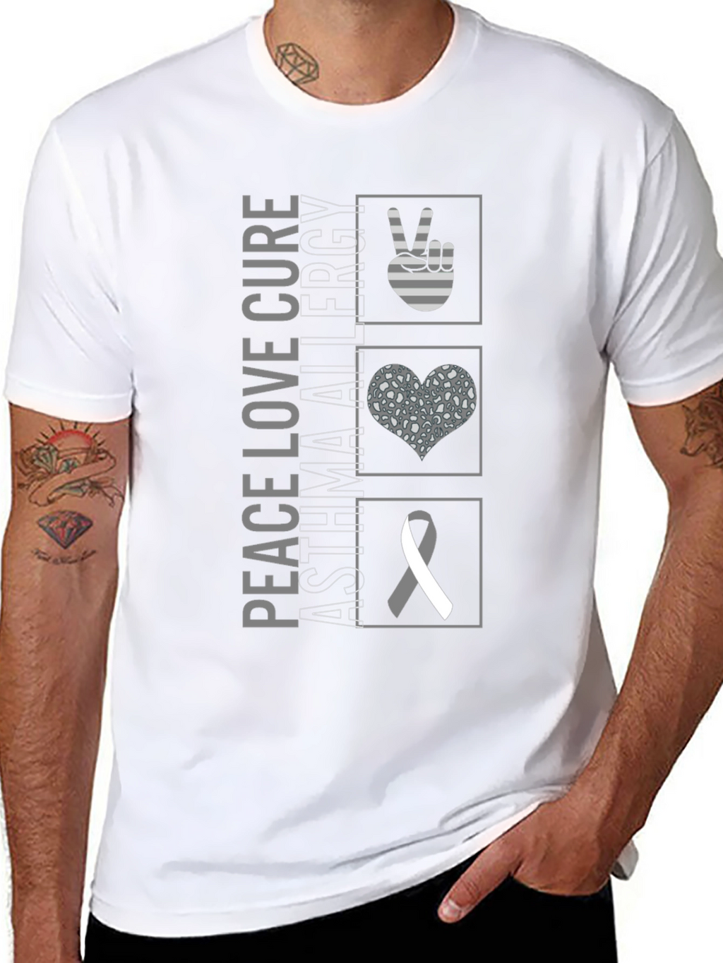 Peace Love Cure Asthma Allergy Awareness T-Shirt