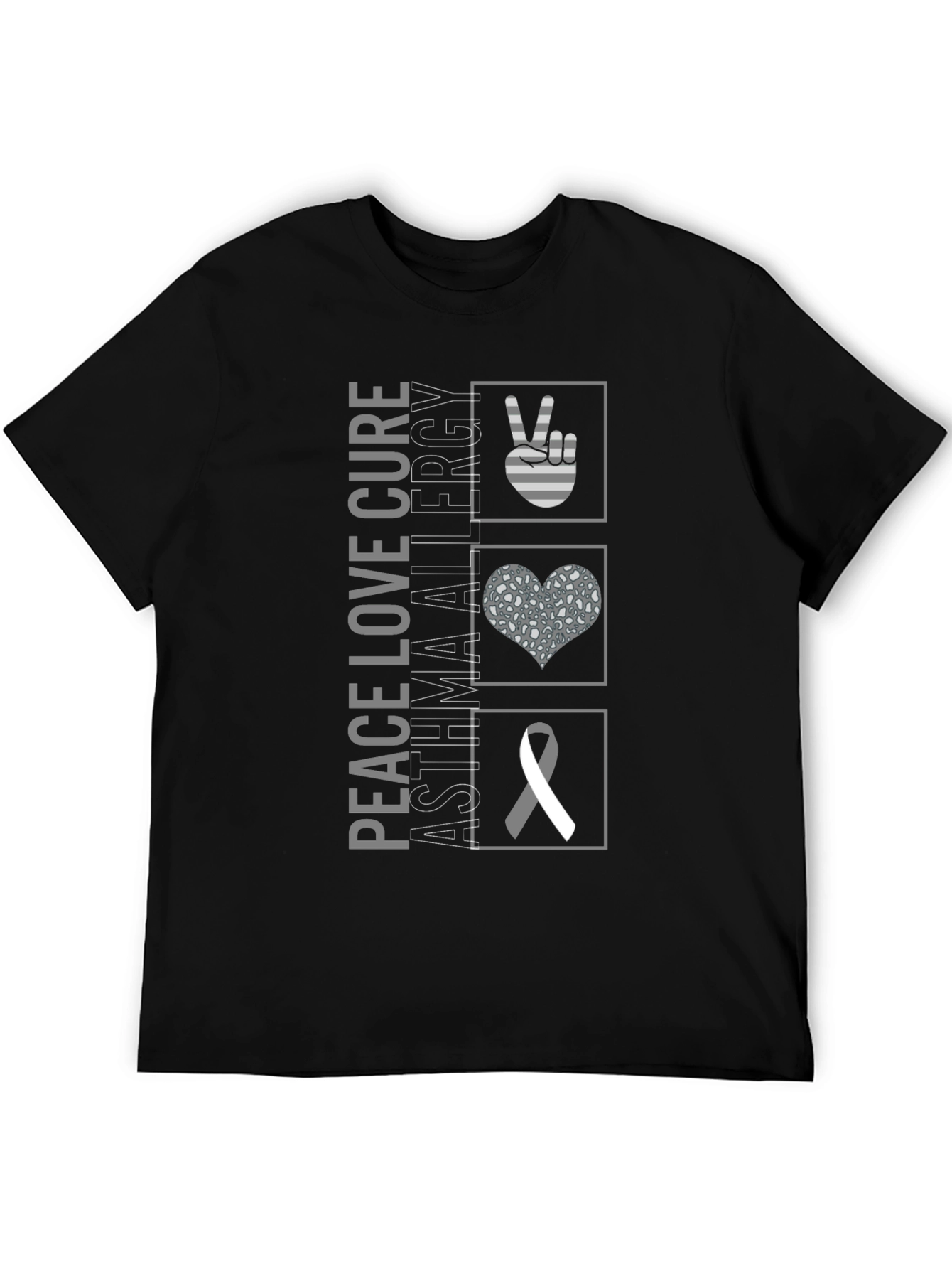 Peace Love Cure Asthma Allergy Awareness T-Shirt