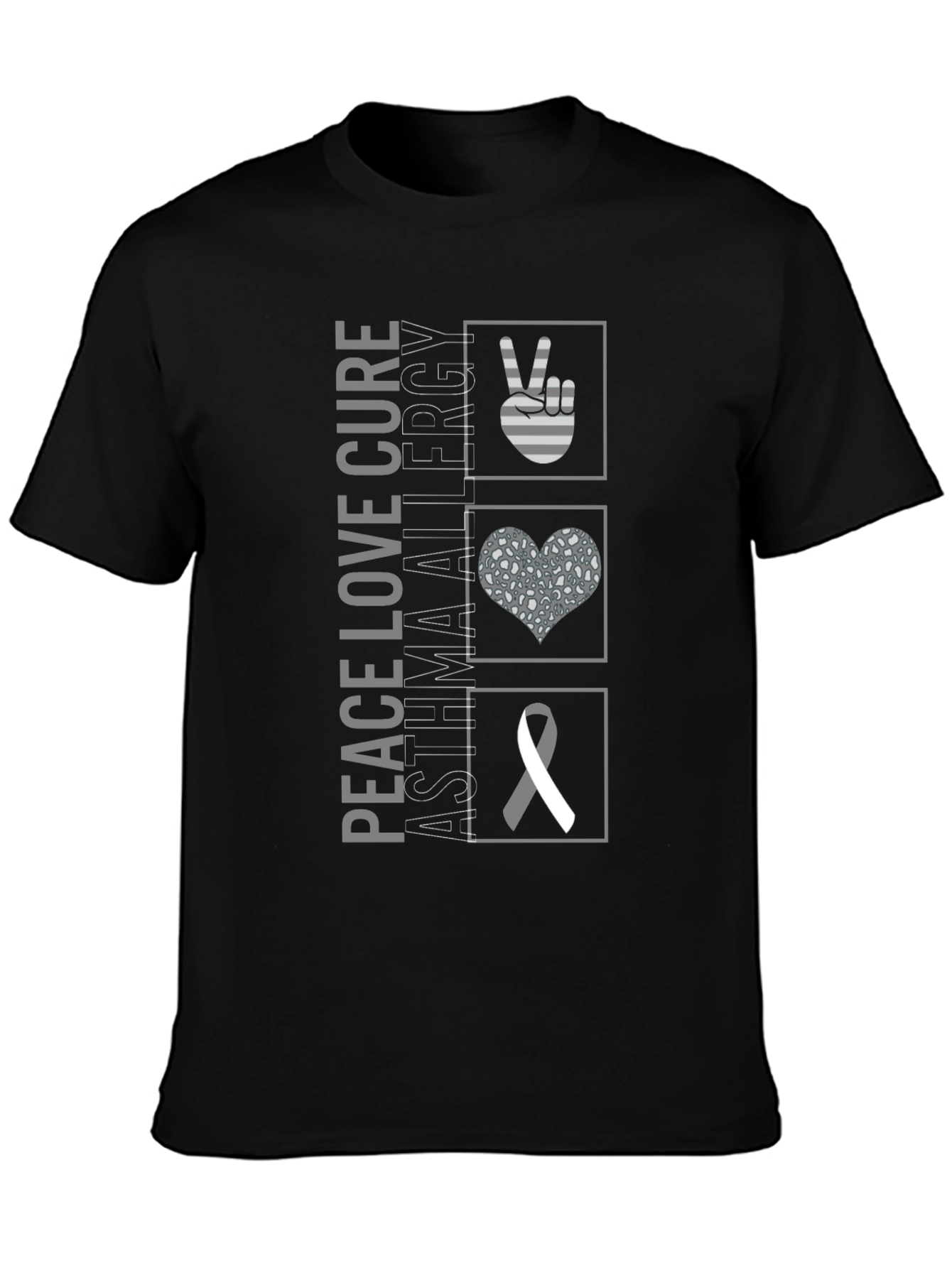 Peace Love Cure Asthma Allergy Awareness T-Shirt