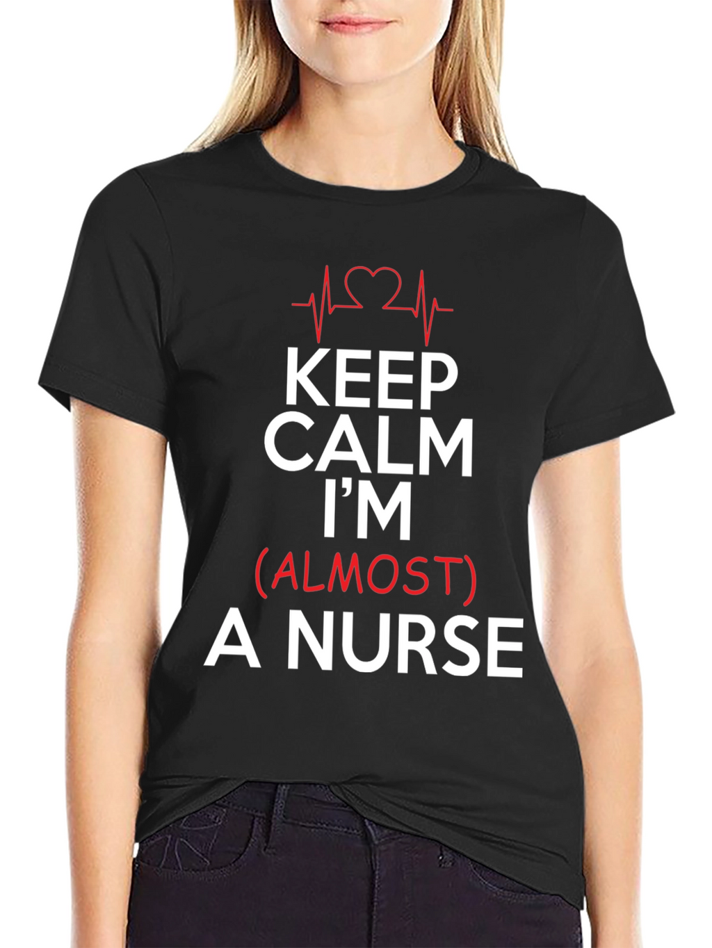 Keep Calm Im (Almost) A Nurse Black T-Shirt