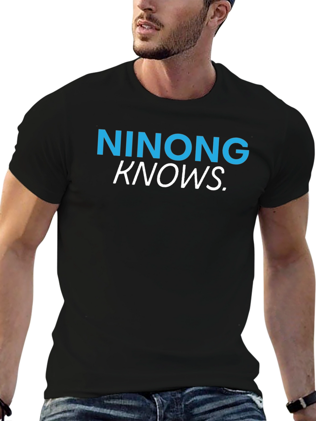 Ninong Knows T-Shirt - Black Crew Neck
