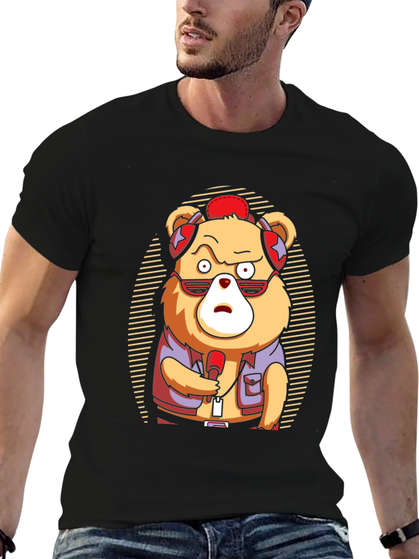 Cool Bear Graphic Tee - Music Lovers T-Shirt
