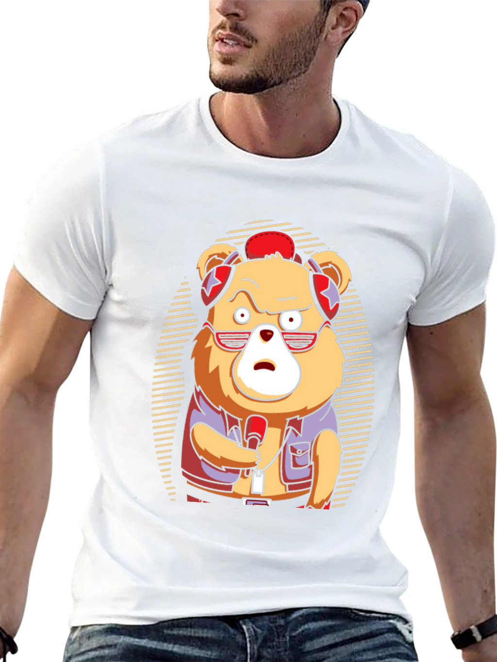 Cool Bear Graphic Tee - Music Lovers T-Shirt