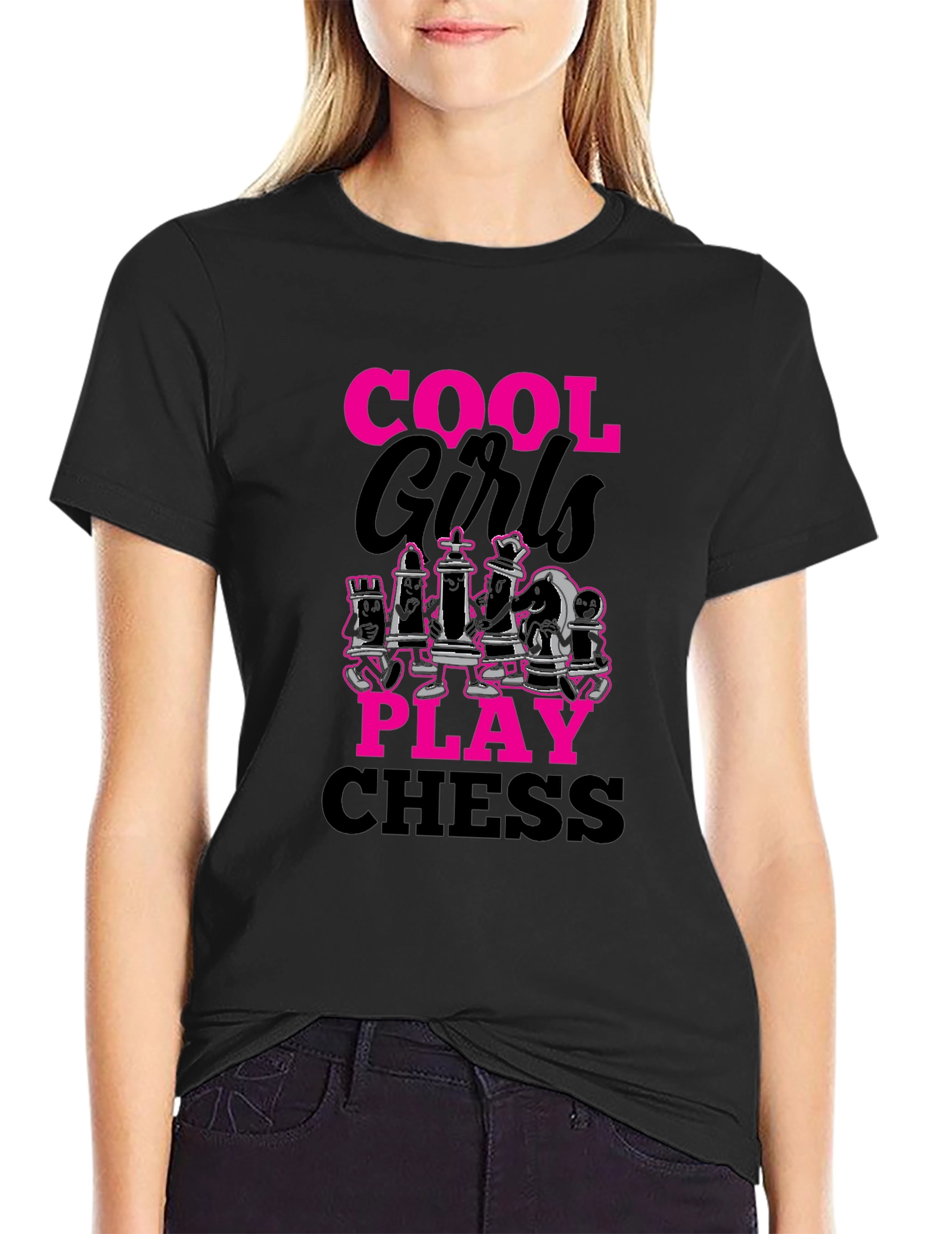Cool Girls Play Chess T-Shirt Black