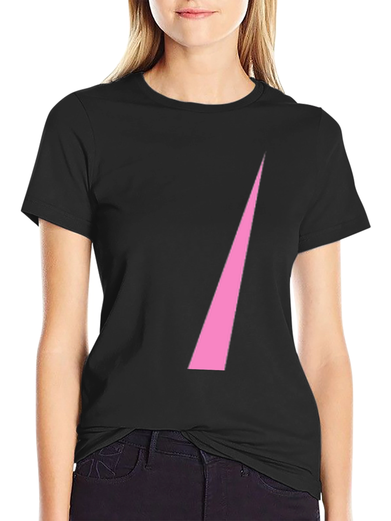 Pink Triangle Graphic Black T-Shirt
