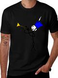 Stick Figure Trumpet Player Graphic Tee