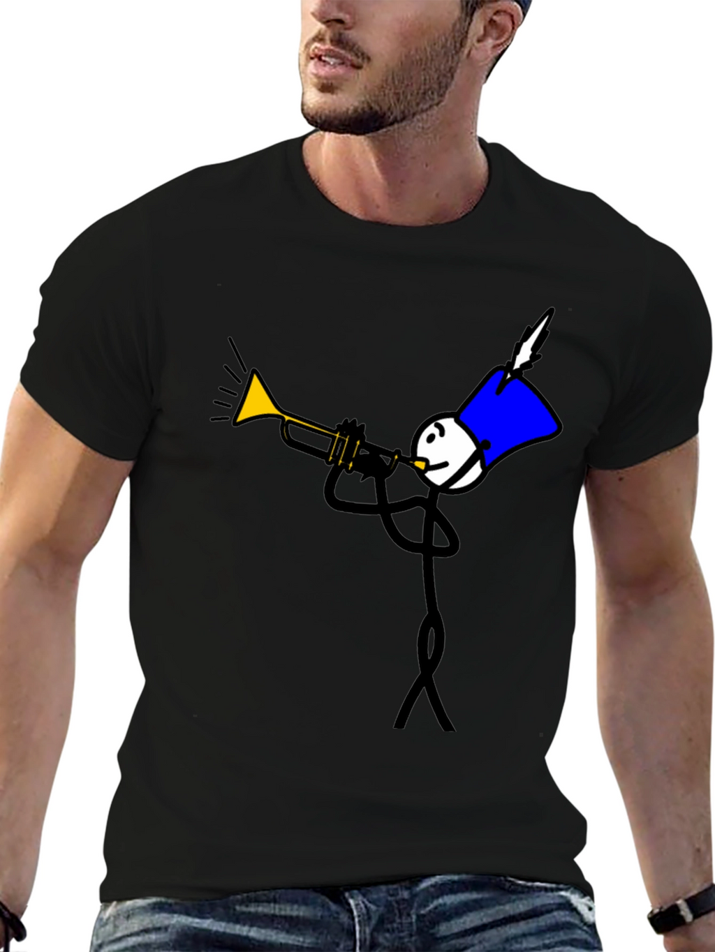 Stick Figure Trumpet Player Graphic Tee