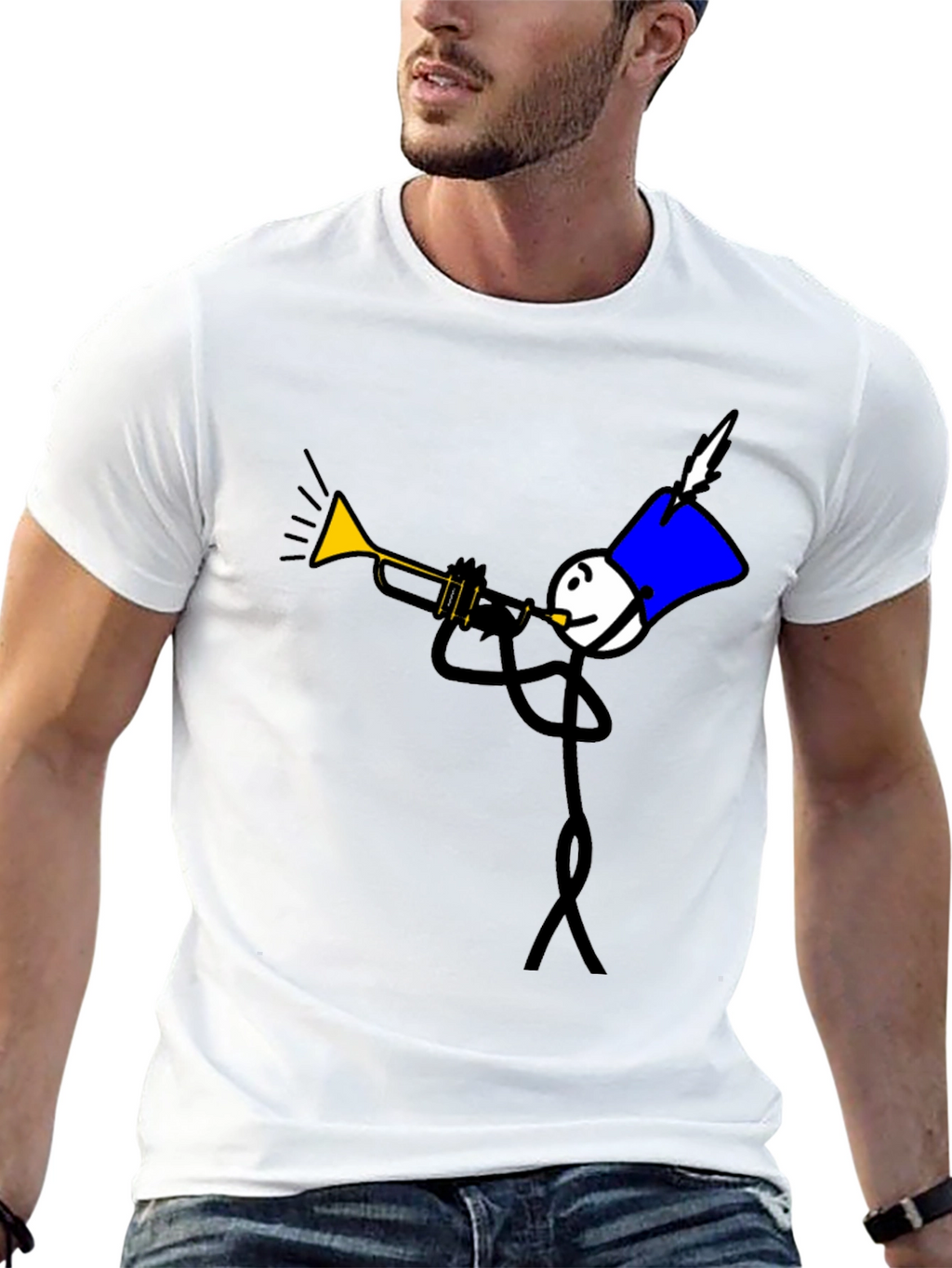 Stick Figure Trumpet Player Graphic Tee