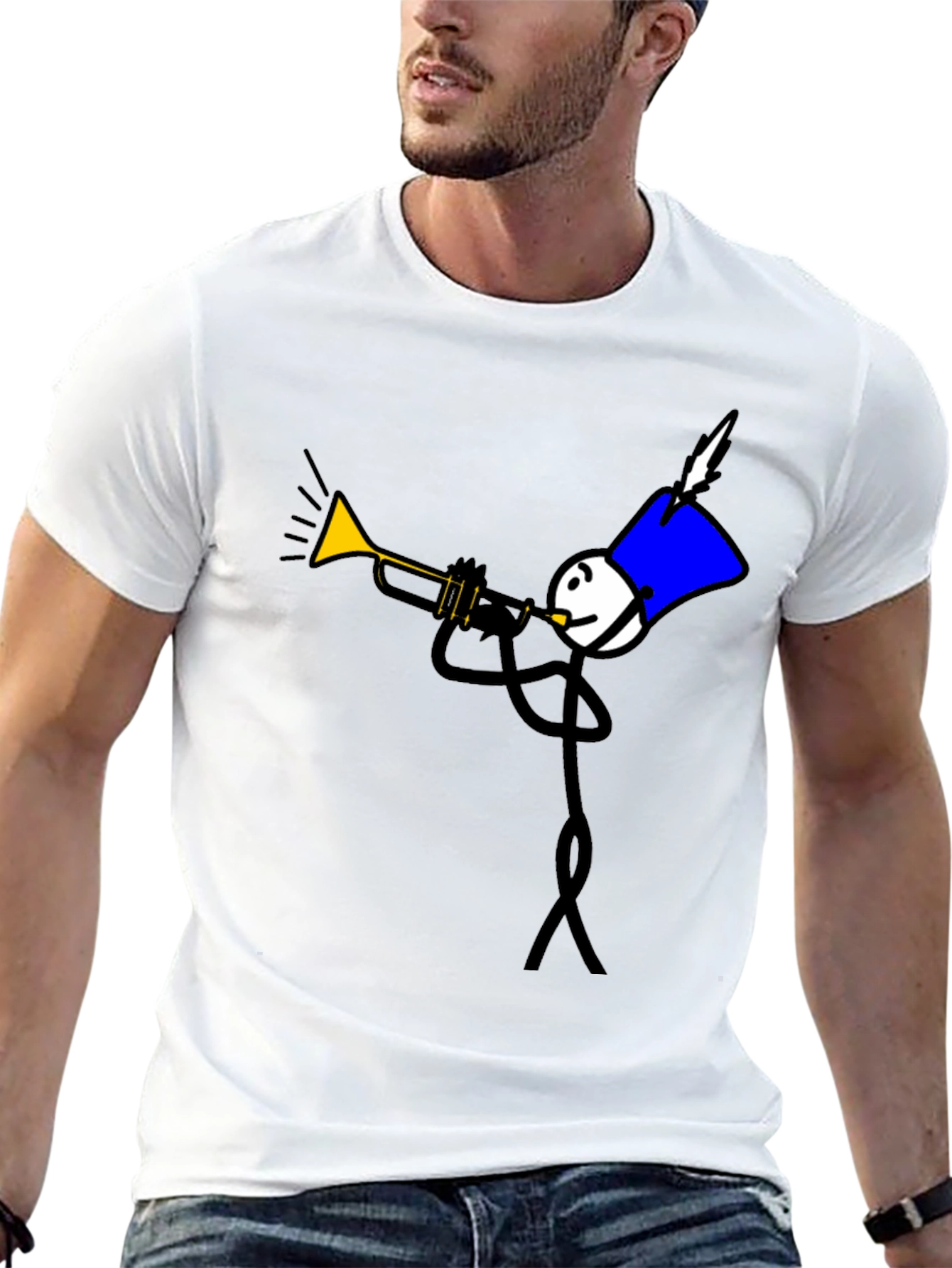 Stick Figure Trumpet Player Graphic Tee