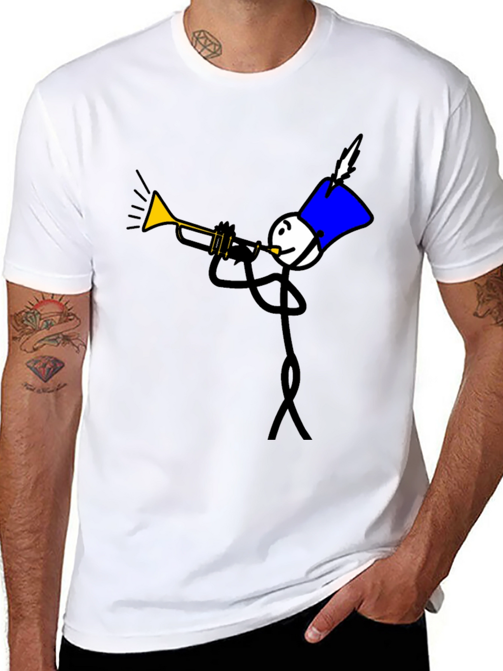 Stick Figure Trumpet Player Graphic Tee