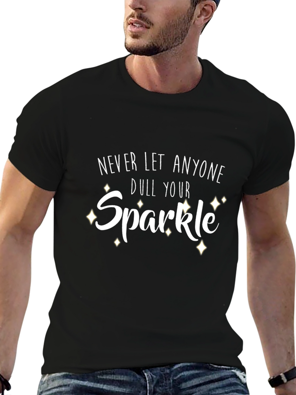 Sparkle Graphic Print Black T-Shirt