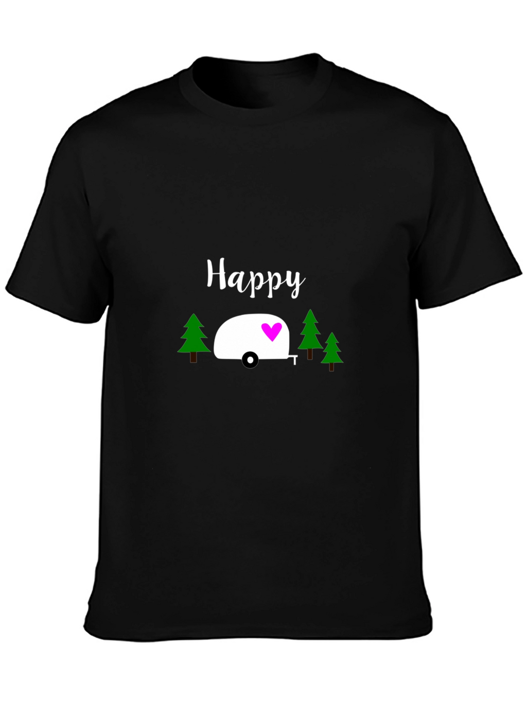 Happy Camper Graphic T-Shirt - Black Cotton Tee